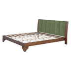 Premium Pine Wood King Bed Frame,King Size Bed Frame with Headboard Included,Mid Century Modern Bed,Walnut&Green Color Bed Frame