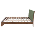 Premium Pine Wood King Bed Frame,King Size Bed Frame with Headboard Included,Mid Century Modern Bed,Walnut&Green Color Bed Frame