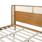Premium Rubber Wood Platform Bed Frame, King Bed Frame with Headboard Included, Mid Century Modern Bed With Natural Color