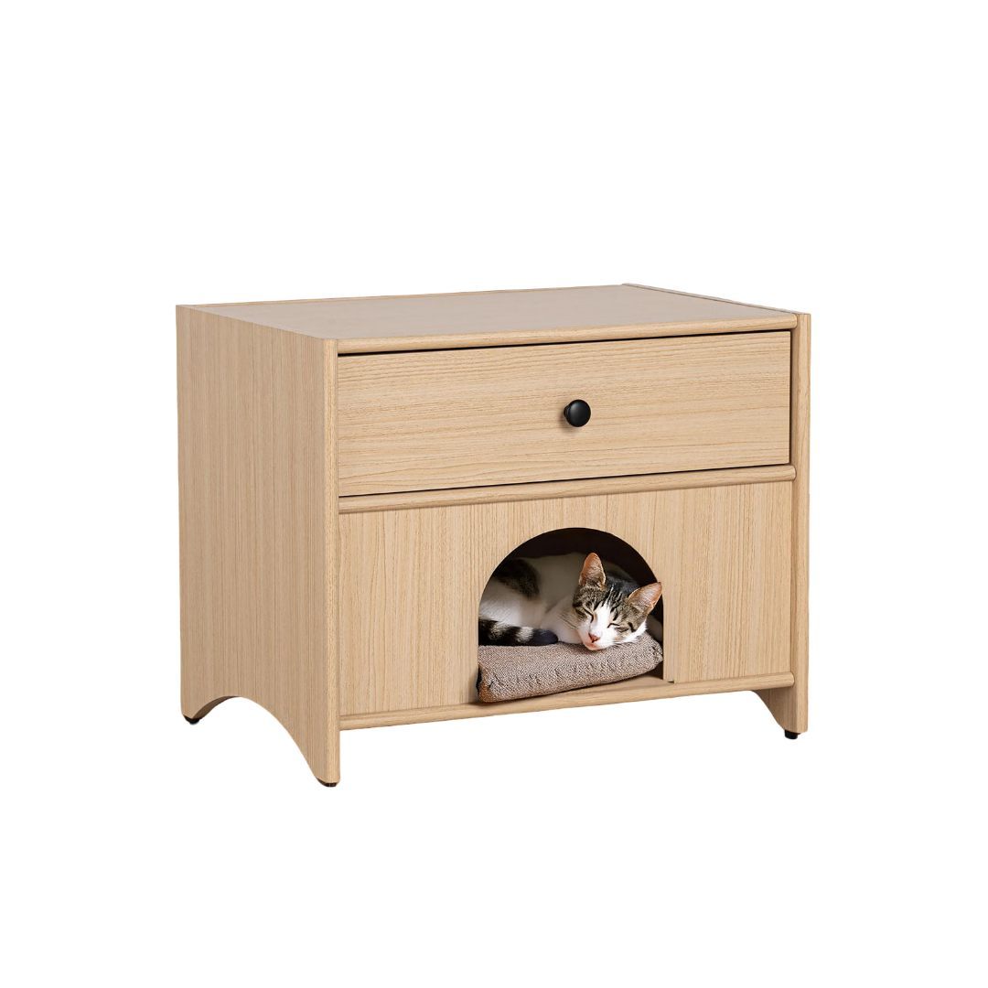 Mid-Century Modern 1pc Side Table One Drawer Pet Friendly Natural Finish End Table