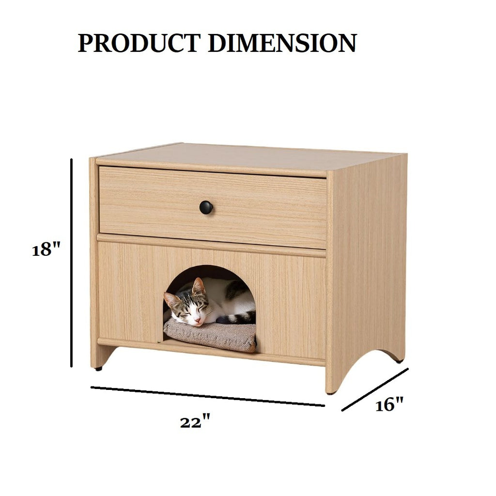 Mid-Century Modern 1pc Side Table One Drawer Pet Friendly Natural Finish End Table