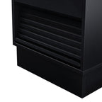 Mid Century Modern Nightstand with Charging Station and LED lights, Night Stand with 2 Drawers, Bedside Tables/End Table for Bedroom or Living Room, Black Nightstands