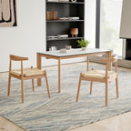 Weave Dining Chairs Set of 2, Mid-Century Modern Kitchen Chair with Solid Oak Frame & Handwoven Seat for Living Dining Room