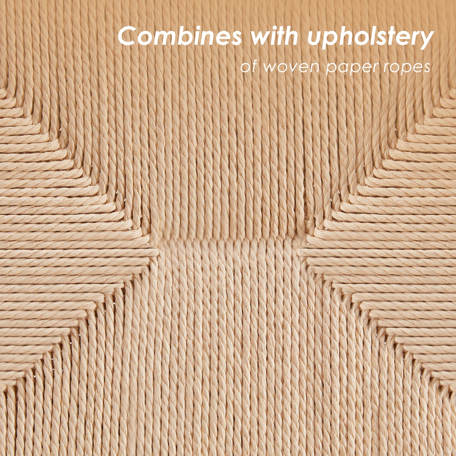 Weave Dining Chairs Set of 2, Mid-Century Modern Kitchen Chair with Solid Oak Frame & Handwoven Seat for Living Dining Room