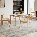 Weave Dining Chairs Set of 2, Mid-Century Modern Kitchen Chair with Solid Oak Frame & Handwoven Seat for Living Dining Room