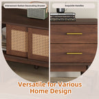 Mid Century Modern TV Stand for 80' TVs, Entertainment Center with Sliding Doors and Drawers, TV Table with Storage for Living Room, Bedroom