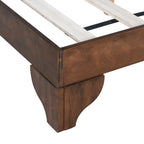 Premium Pine Wood Queen Bed Frame,Queen Size Bed Frame with Headboard Included,Mid Century Modern Bed,Walnut&Green Color Bed Frame