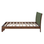 Premium Pine Wood Queen Bed Frame,Queen Size Bed Frame with Headboard Included,Mid Century Modern Bed,Walnut&Green Color Bed Frame