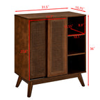 Mid Century Modern Rattan Sideboard Cabinet, Buffet Cabinet for Entryway Hallway Living Room Kitchen Dining Room Bedroom, Adjustable Shelf & Solid Wood Feet & Rattan Cabinet Doors