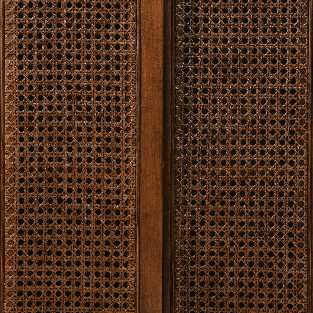 Mid Century Modern Rattan Sideboard Cabinet, Buffet Cabinet for Entryway Hallway Living Room Kitchen Dining Room, Adjustable Shelf & Solid Wood Feet & Rattan Cabinet Doors - Dark Wood