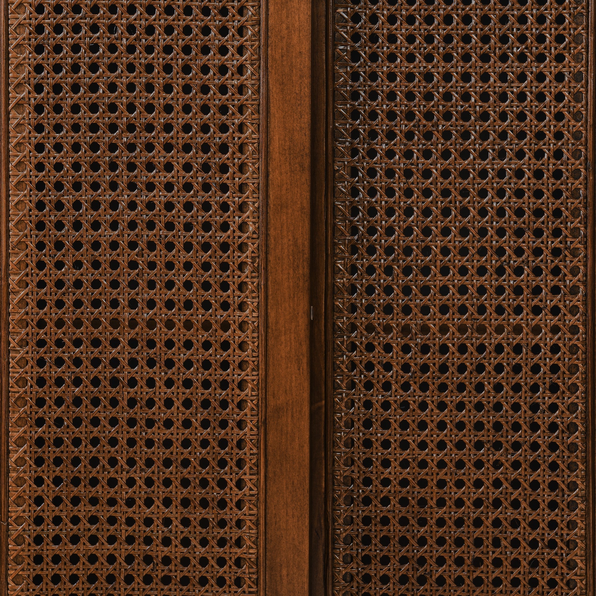 Mid Century Modern Rattan Sideboard Cabinet, Buffet Cabinet for Entryway Hallway Living Room Kitchen Dining Room, Adjustable Shelf & Solid Wood Feet & Rattan Cabinet Doors - Dark Wood