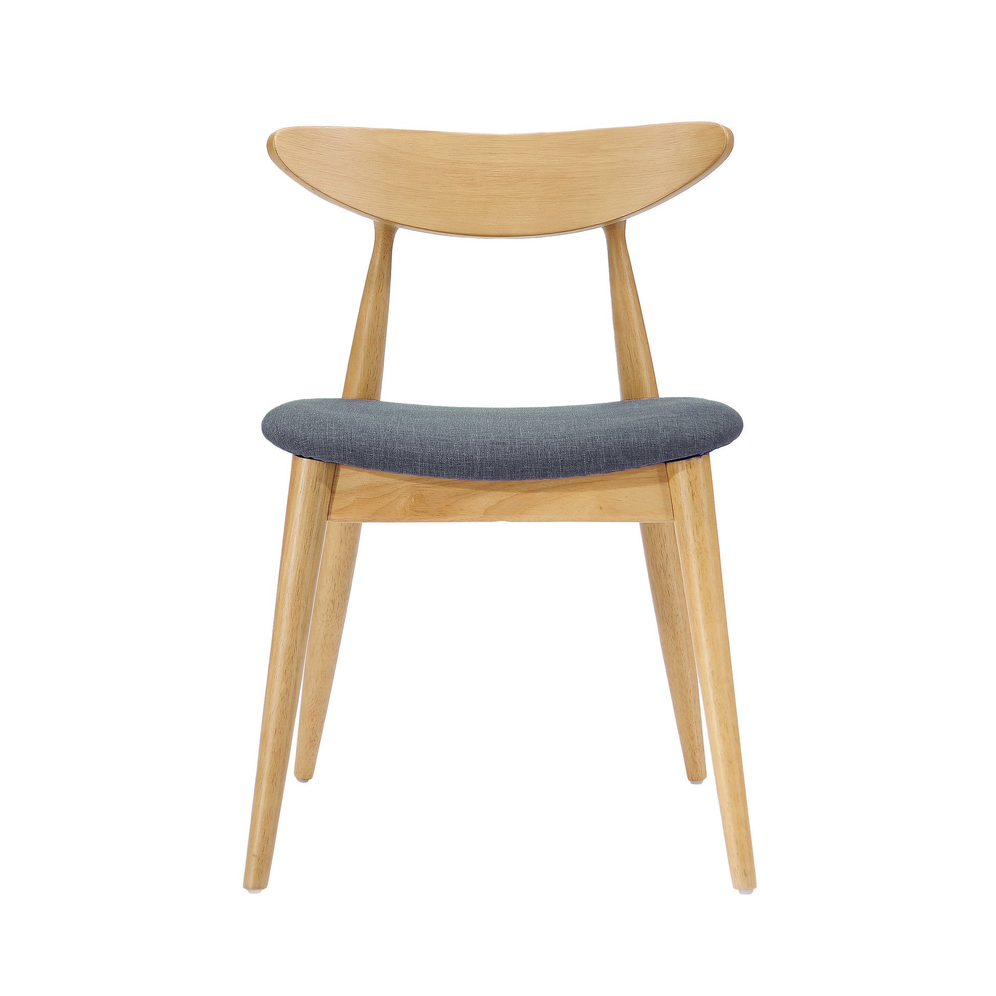 Set of 2 Retro Rubberwood Chairs with Ergonomic Back & Plush Cushions, Natural+Gray (same sku: 59297.00LGY)