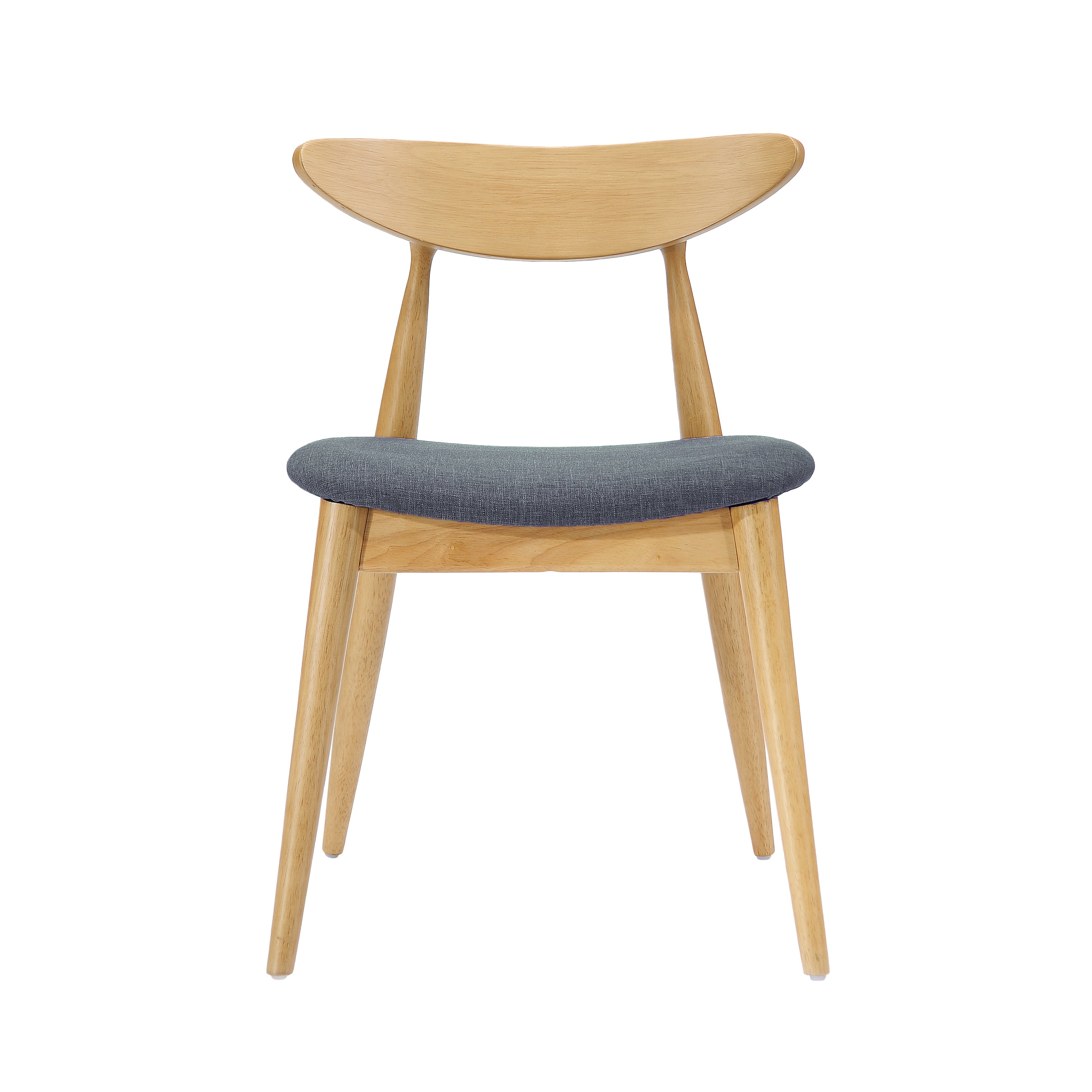 Set of 2 Retro Rubberwood Chairs with Ergonomic Back & Plush Cushions, Natural+Gray (same sku: 59297.00LGY)