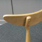 Set of 2 Retro Rubberwood Chairs with Ergonomic Back & Plush Cushions, Natural+Gray (same sku: 59297.00LGY)