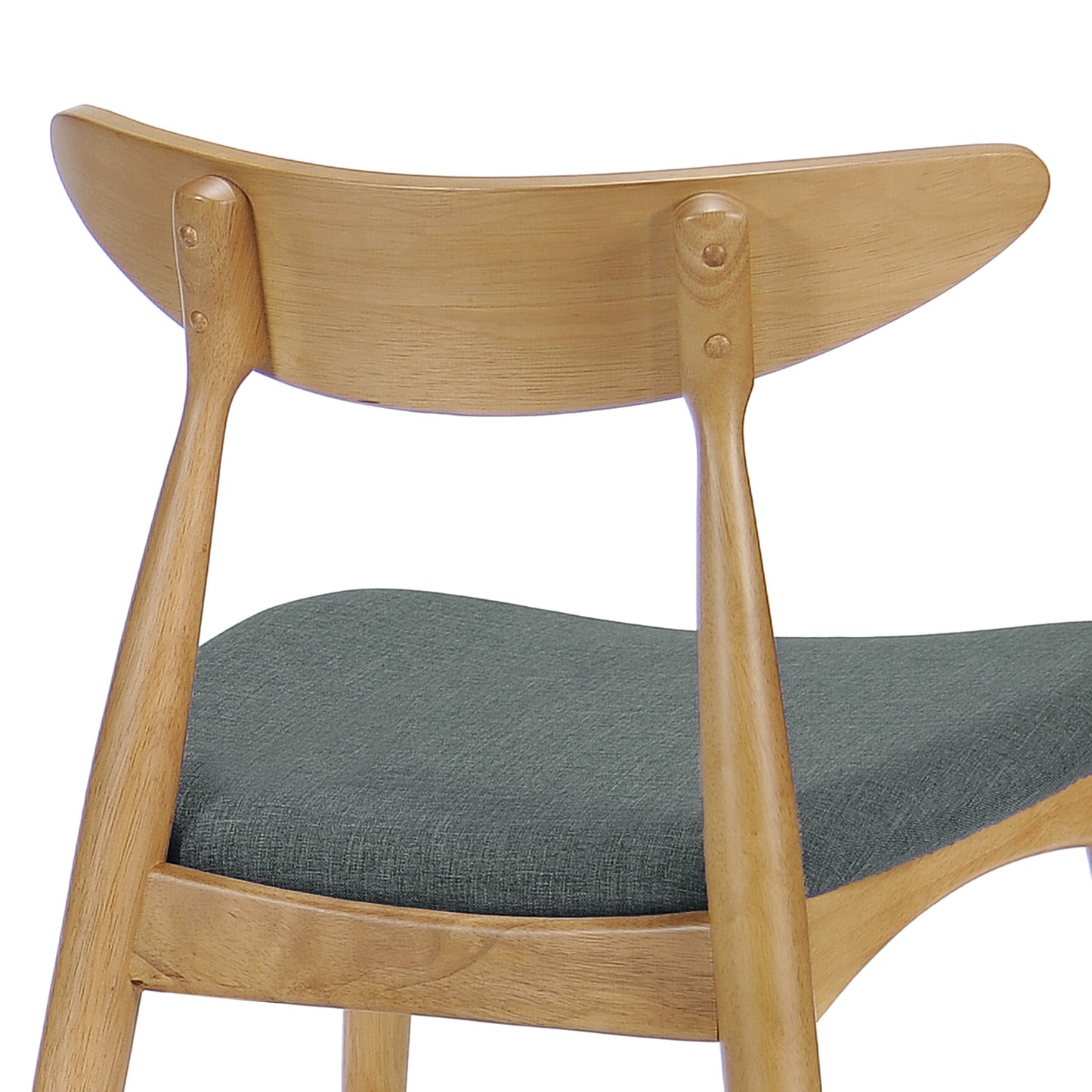 Set of 2 Retro Rubberwood Chairs with Ergonomic Back & Plush Cushions, Natural+Gray (same sku: 59297.00LGY)