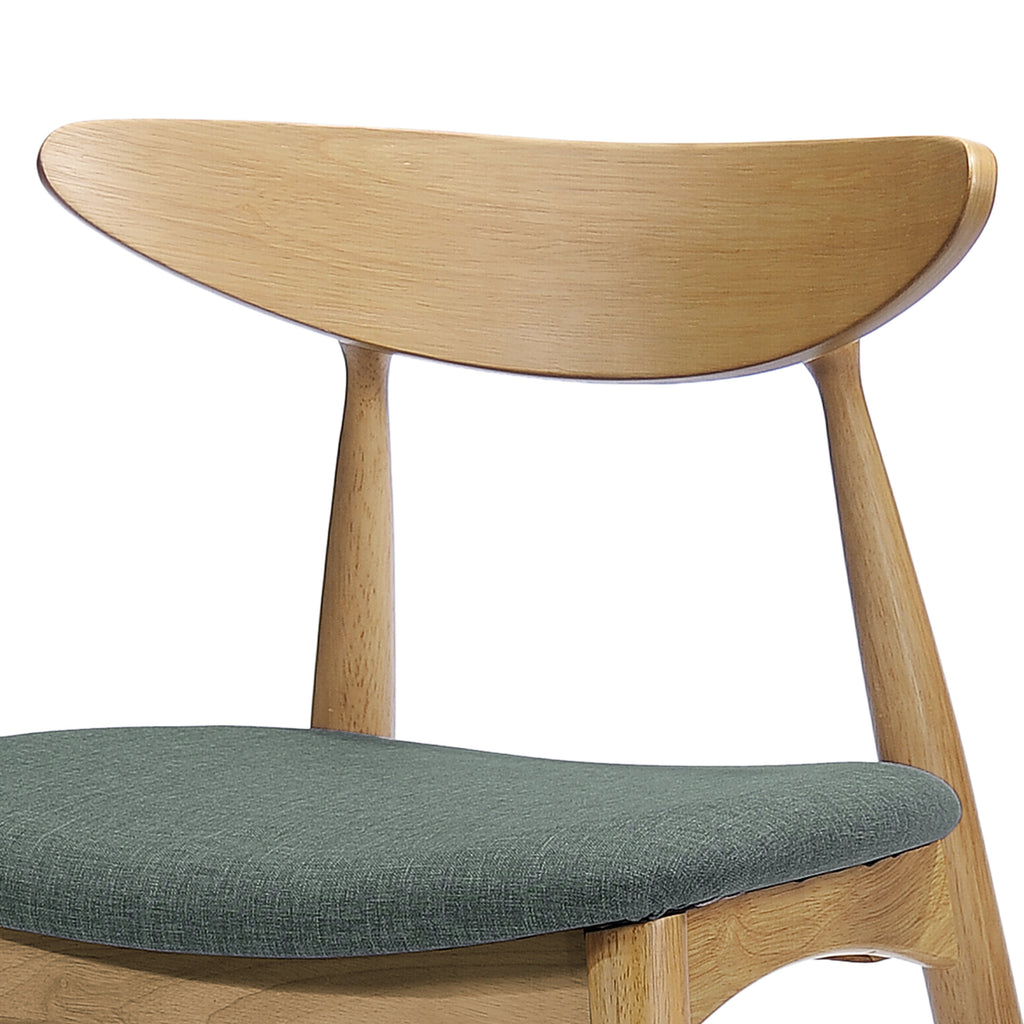 Set of 2 Retro Rubberwood Chairs with Ergonomic Back & Plush Cushions, Natural+Gray (same sku: 59297.00LGY)