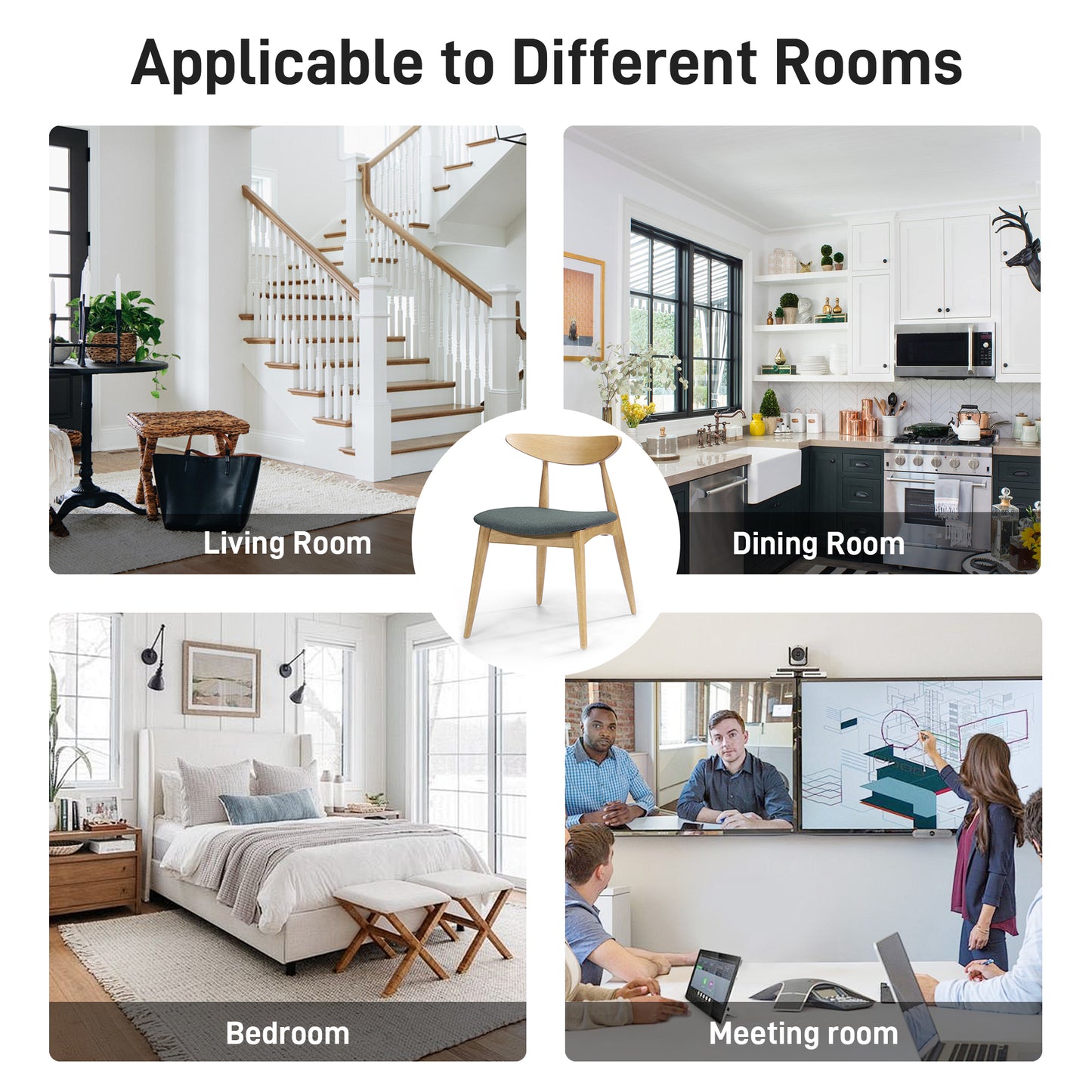 Set of 2 Retro Rubberwood Chairs with Ergonomic Back & Plush Cushions, Natural+Gray (same sku: 59297.00LGY)