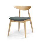 Set of 2 Retro Rubberwood Chairs with Ergonomic Back & Plush Cushions, Natural+Gray (same sku: 59297.00LGY)