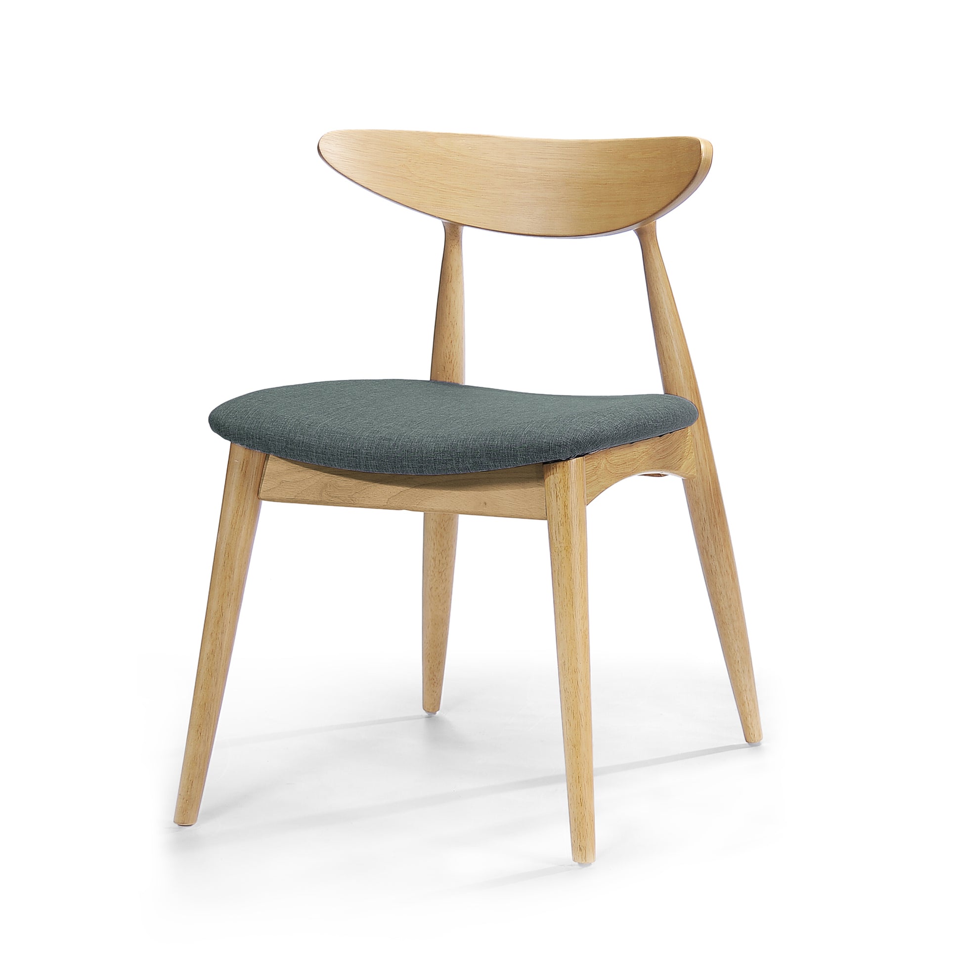 Set of 2 Retro Rubberwood Chairs with Ergonomic Back & Plush Cushions, Natural+Gray (same sku: 59297.00LGY)