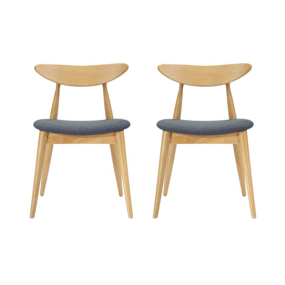Set of 2 Retro Rubberwood Chairs with Ergonomic Back & Plush Cushions, Natural+Gray (same sku: 59297.00LGY)