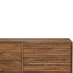 Mid Century Modern Handmade Solid Wood Soba T-Bar Nordic Oak Chest Drawer Dresser, 4 Drawers + 2 Door Storage Shelves Dresser