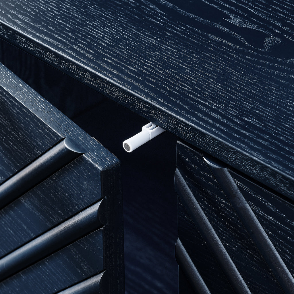 60.5'' Buffet Cabinet with Storage, Farmhouse Fluted Sideboard with Geometric Pattern & Adjustable Shelves, Mid Century Modern TV Stand for Living Room Kitchen Dining Room Entryway, Blue