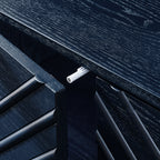 60.5'' Buffet Cabinet with Storage, Farmhouse Fluted Sideboard with Geometric Pattern & Adjustable Shelves, Mid Century Modern TV Stand for Living Room Kitchen Dining Room Entryway, Blue