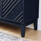 60.5'' Buffet Cabinet with Storage, Farmhouse Fluted Sideboard with Geometric Pattern & Adjustable Shelves, Mid Century Modern TV Stand for Living Room Kitchen Dining Room Entryway, Blue