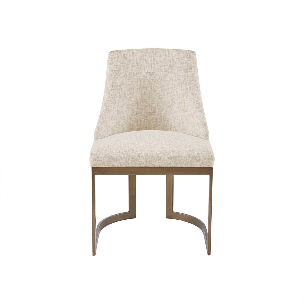 21'' Accent Dining Chairs, Antique Gold Metal Frame Back and Sled Leg Contemporary Modern Style for Kitchen Room, White,Set of 2 - Groovy Boardz