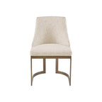 21'' Accent Dining Chairs, Antique Gold Metal Frame Back and Sled Leg Contemporary Modern Style for Kitchen Room, White,Set of 2 - Groovy Boardz