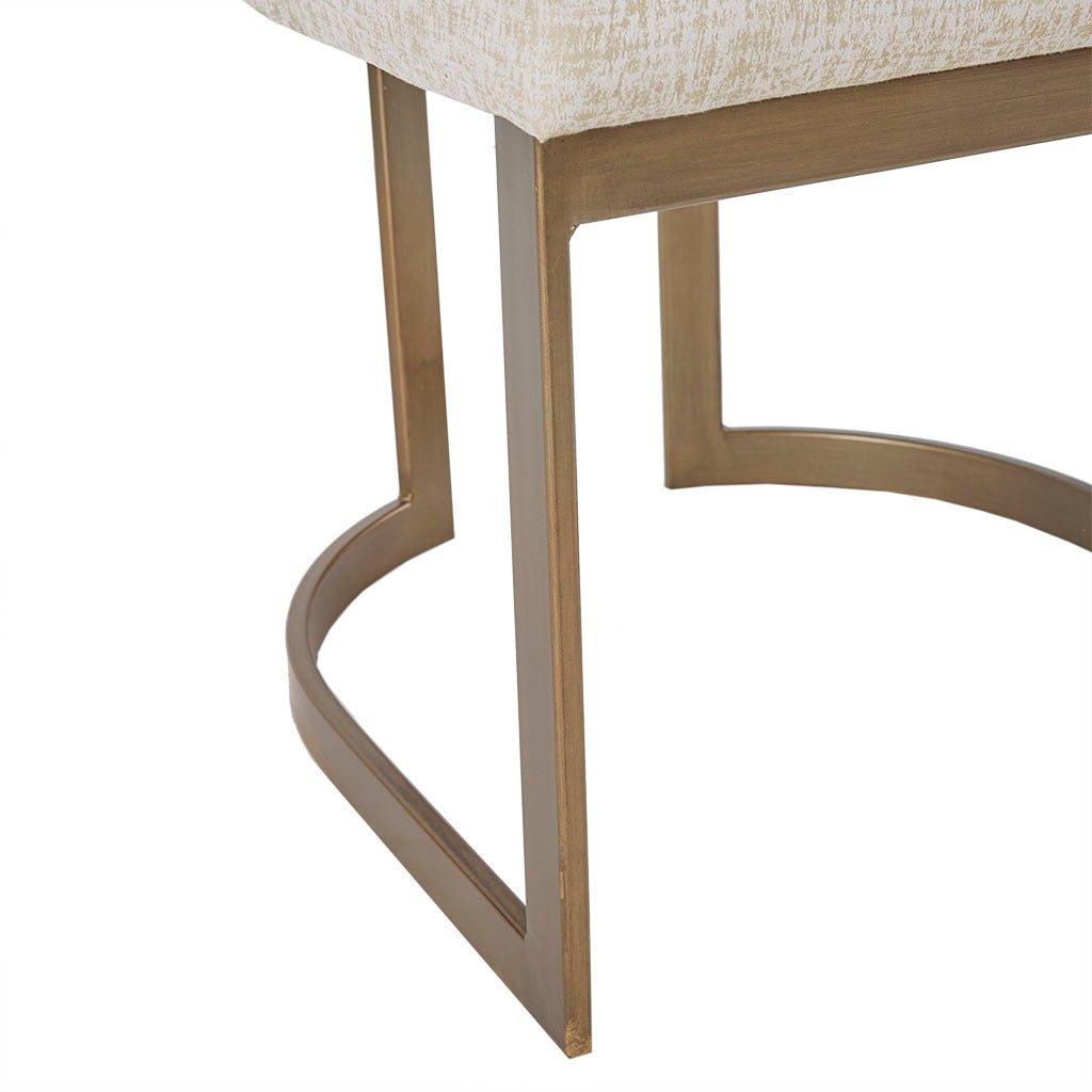 21'' Accent Dining Chairs, Antique Gold Metal Frame Back and Sled Leg Contemporary Modern Style for Kitchen Room, White,Set of 2 - Groovy Boardz