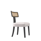 Mid Century Modern Dining Chairs Set of 2,Solid Wood and Rattan Net Back,Dining Room Chairs Accent Side Chairs for Dining Room,Black Frame and Beige Set Coushion