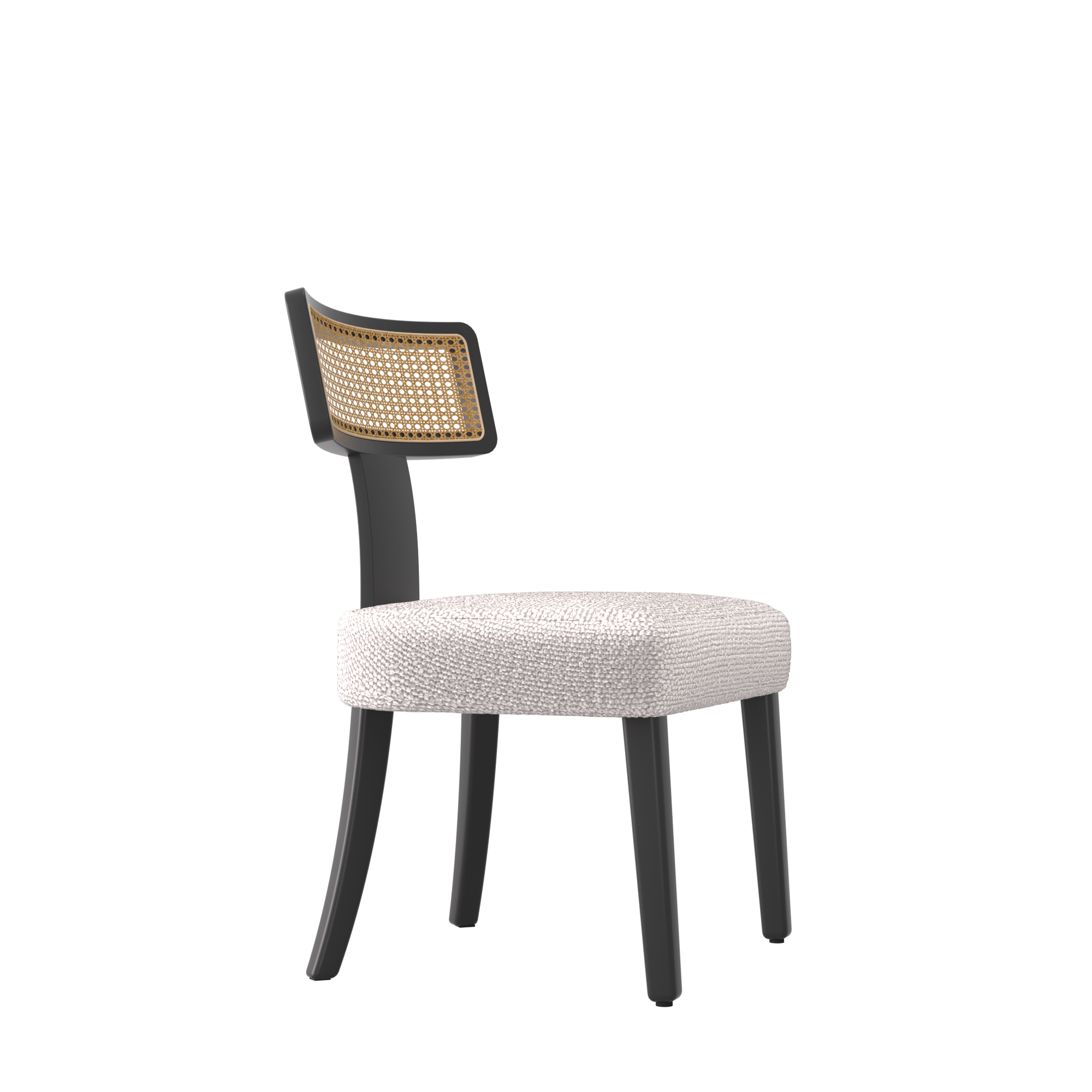 Mid Century Modern Dining Chairs Set of 2,Solid Wood and Rattan Net Back,Dining Room Chairs Accent Side Chairs for Dining Room,Black Frame and Beige Set Coushion