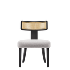 Mid Century Modern Dining Chairs Set of 2,Solid Wood and Rattan Net Back,Dining Room Chairs Accent Side Chairs for Dining Room,Black Frame and Beige Set Coushion