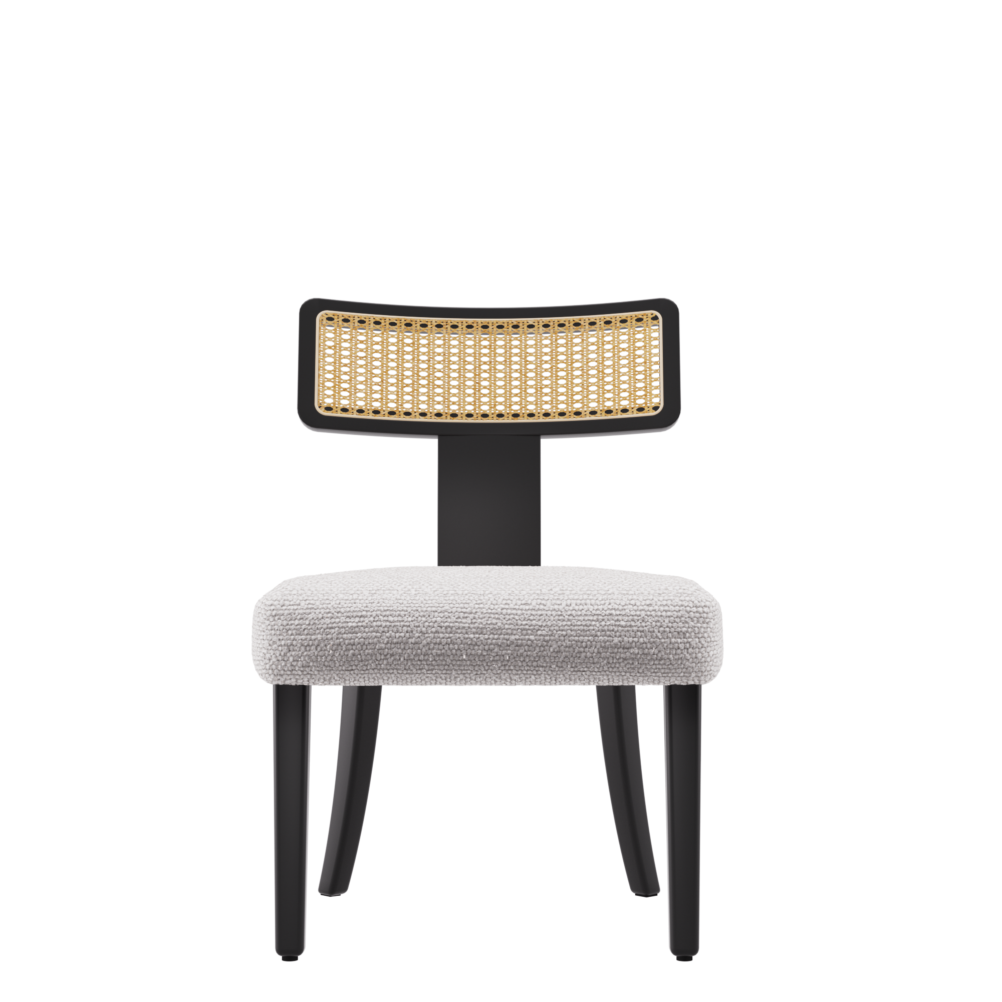 Mid Century Modern Dining Chairs Set of 2,Solid Wood and Rattan Net Back,Dining Room Chairs Accent Side Chairs for Dining Room,Black Frame and Beige Set Coushion