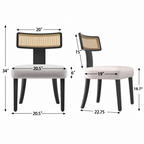 Mid Century Modern Dining Chairs Set of 2,Solid Wood and Rattan Net Back,Dining Room Chairs Accent Side Chairs for Dining Room,Black Frame and Beige Set Coushion