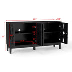 Mid Century Modern Solid Wood Sideboard Cabinet, Black.