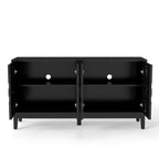 Mid Century Modern Solid Wood Sideboard Cabinet, Black.