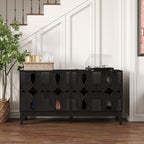 Mid Century Modern Solid Wood Sideboard Cabinet, Black.