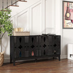Mid Century Modern Solid Wood Sideboard Cabinet, Black.