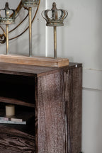 Solid Wood Sideboard with Geometric Pattern, 2 Doors and 2 Drawers,Mid Century Modern Sideboard Cabinet for Kitchen, Dining Room, Living Room Sideboard