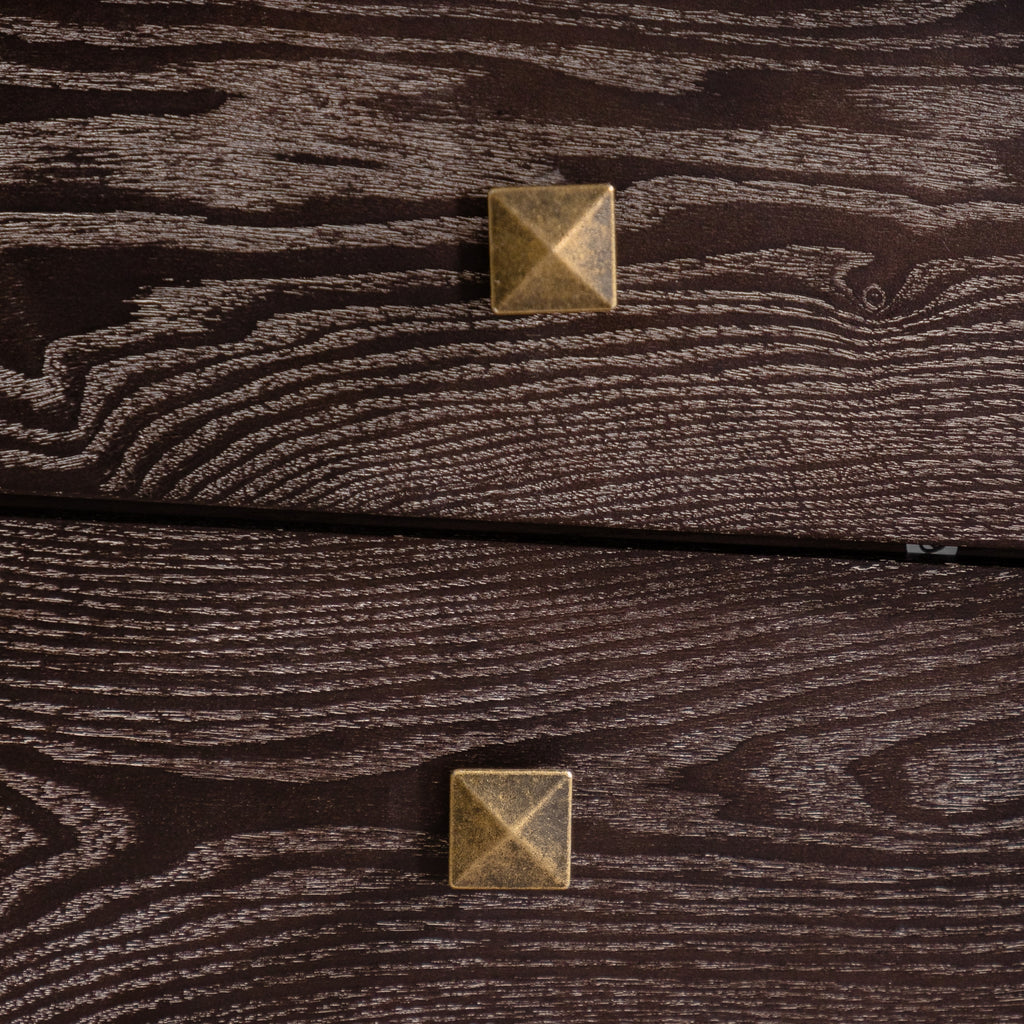 Solid Wood Sideboard with Geometric Pattern, 2 Doors and 2 Drawers,Mid Century Modern Sideboard Cabinet for Kitchen, Dining Room, Living Room Sideboard