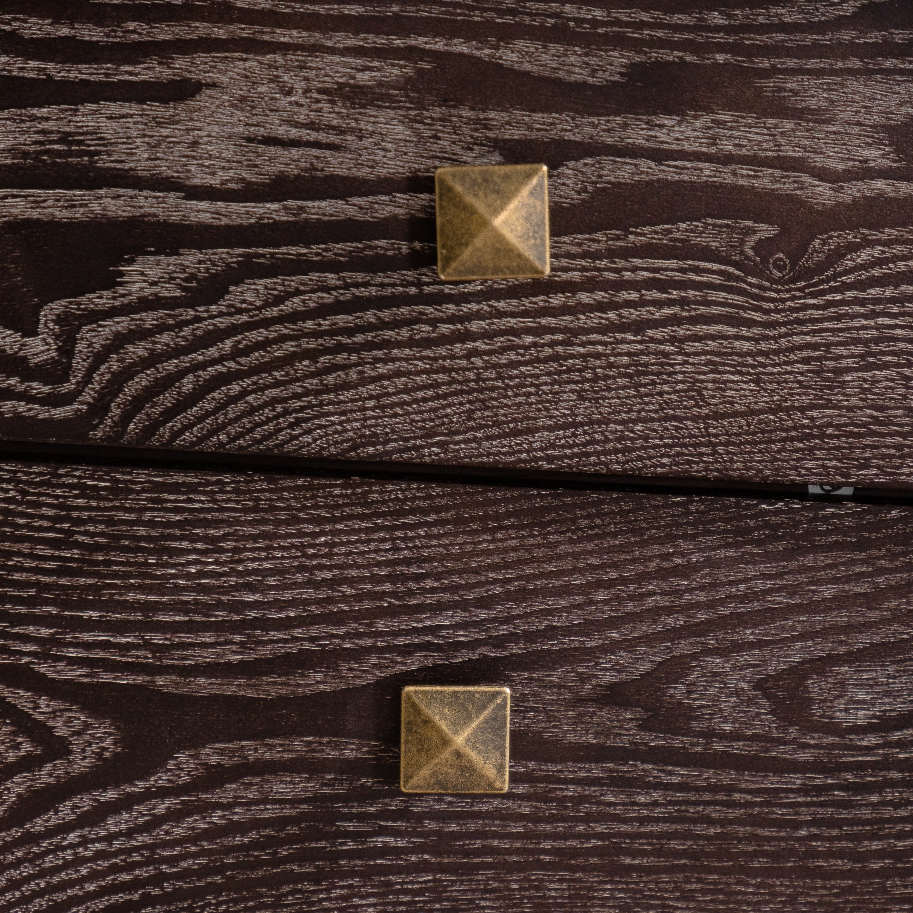 Solid Wood Sideboard with Geometric Pattern, 2 Doors and 2 Drawers,Mid Century Modern Sideboard Cabinet for Kitchen, Dining Room, Living Room Sideboard