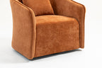 Mid Century Modern Swivel Accent Chair with Wood Frame, Upholstered Living Room Chairs with Waist Cushion, Reading Armchair for Bedroom