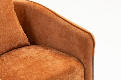 Mid Century Modern Swivel Accent Chair with Wood Frame, Upholstered Living Room Chairs with Waist Cushion, Reading Armchair for Bedroom