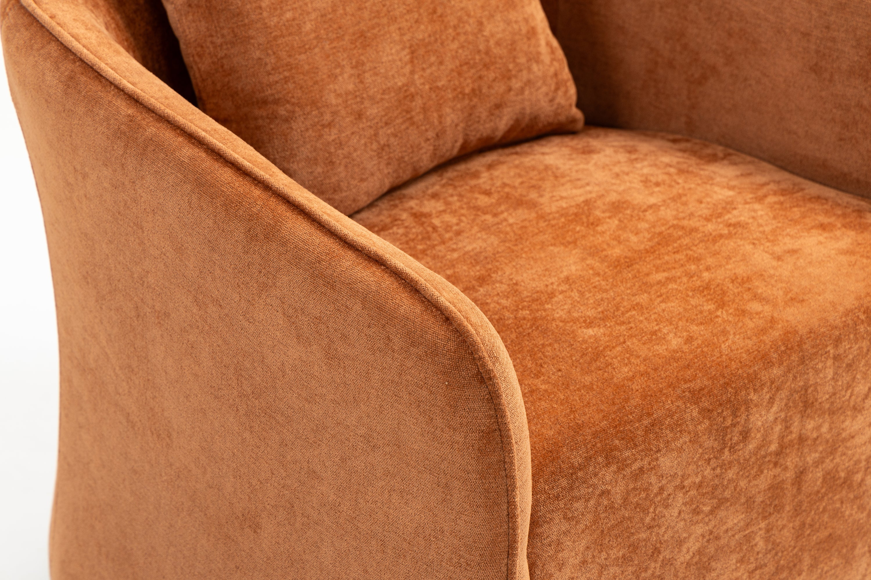 Mid Century Modern Swivel Accent Chair with Wood Frame, Upholstered Living Room Chairs with Waist Cushion, Reading Armchair for Bedroom