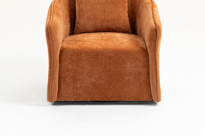 Mid Century Modern Swivel Accent Chair with Wood Frame, Upholstered Living Room Chairs with Waist Cushion, Reading Armchair for Bedroom