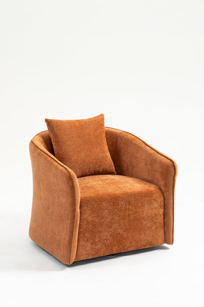 Mid Century Modern Swivel Accent Chair with Wood Frame, Upholstered Living Room Chairs with Waist Cushion, Reading Armchair for Bedroom