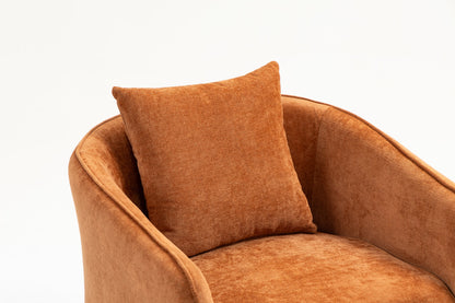 Mid Century Modern Swivel Accent Chair with Wood Frame, Upholstered Living Room Chairs with Waist Cushion, Reading Armchair for Bedroom