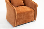 Mid Century Modern Swivel Accent Chair with Wood Frame, Upholstered Living Room Chairs with Waist Cushion, Reading Armchair for Bedroom